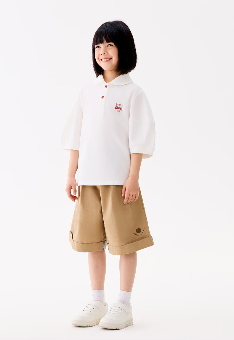 M.Latin Children's Clothing, Kids' T-Shirt, Summer 2025 New Style, Girls' Big Kids Doll Collar Polo Collar Short Sleeve T-Shirt 7