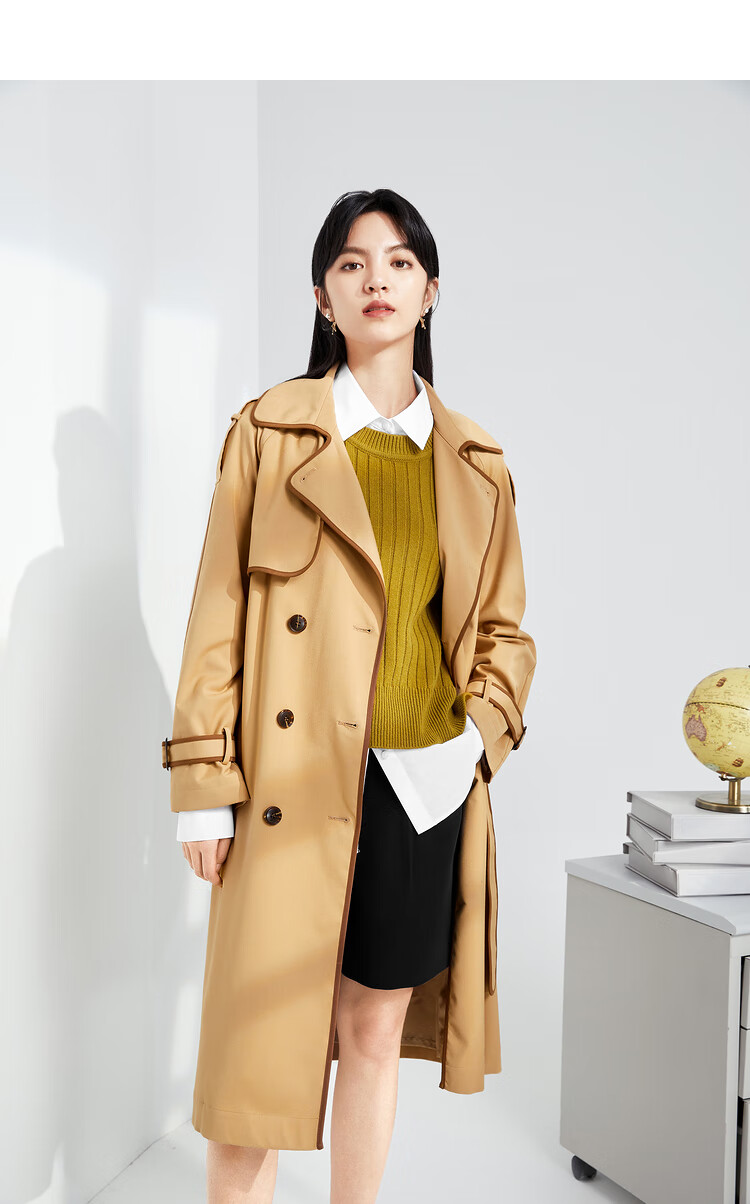 何穗同款伊芙丽外套女2021年秋季新款中长款高端风衣女时尚大牌小个子