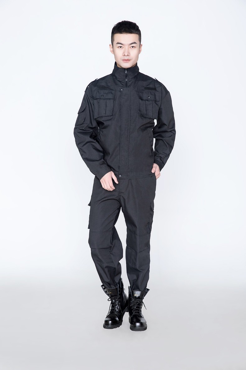 琴羽林保安工作服套装男春秋长袖黑色作训服夏季短袖训练执勤服装机场