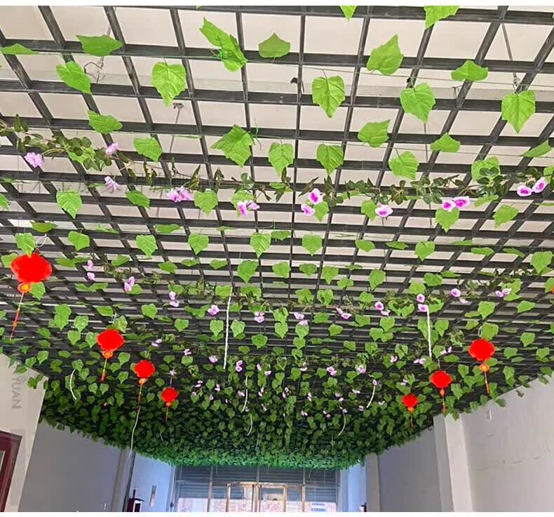 仿真葡萄叶吊顶绿叶装饰树叶绿植物假花藤条塑料管道藤蔓缠绕花藤定制