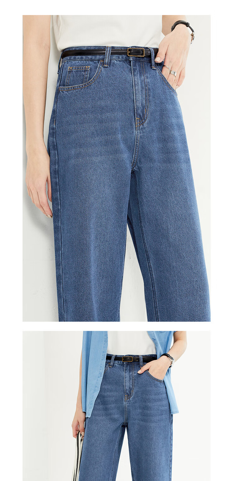 Giordano Women's Jeans, Pure Cotton, Cat Whisker Bleached Effect, Mid-Rise Straight-Leg Jeans, Women's Cropped Pants, 13425301 13