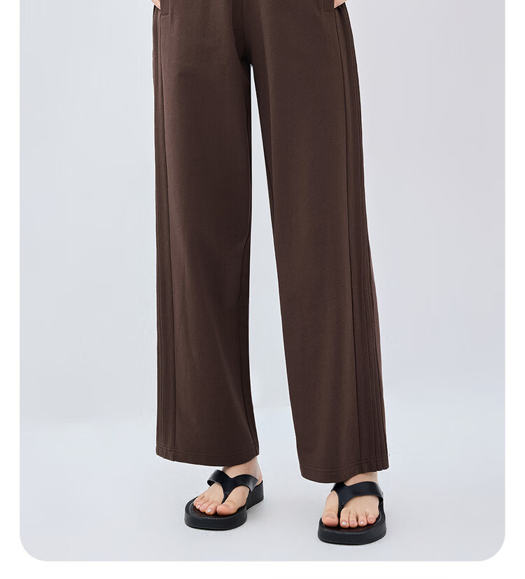 Giordano Women's Cotton Side Bone Pleated Wide-Leg Pants with Elastic Waist, Knitted Casual Sports Trousers 05415455 14
