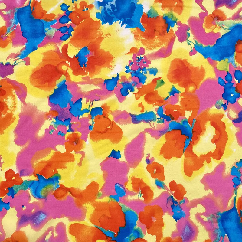 布艺岛多彩色扎染印花真丝桑蚕丝丝绸印染面料衬衫手工diy布料图片色