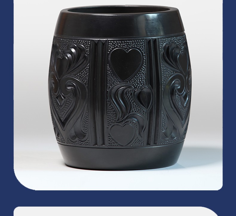 华夏记忆山东非遗文创龙山黑陶工艺品实用装饰笔筒摆件书桌办公室书房