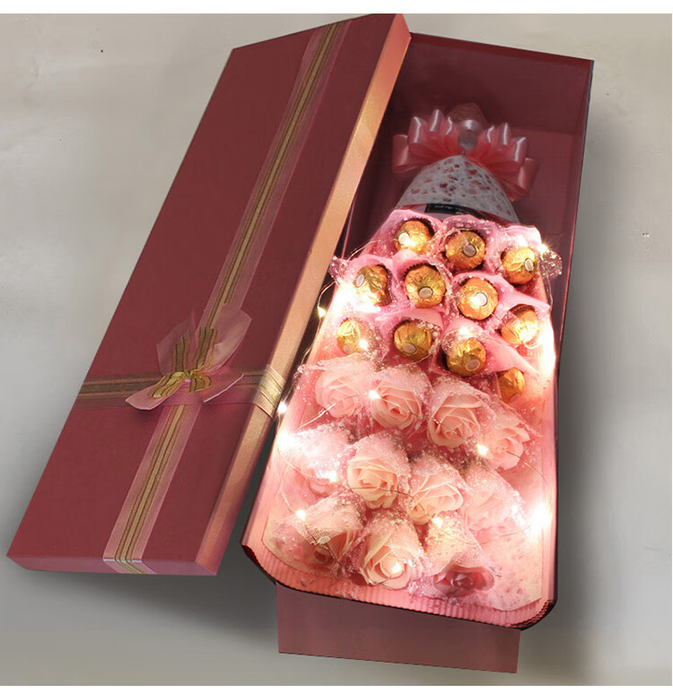 费列罗巧克力花束礼盒装玫瑰花送男女朋友生日表白创意礼物 13红玫瑰