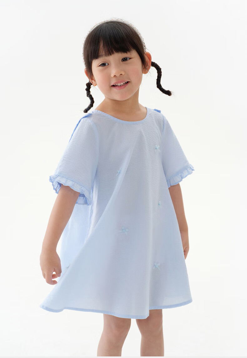 M.Latin Children's Clothing, Girls' Summer Dress, New Style for Summer 2025, Short-Sleeved Dress with Bow Design for Young Girls 8
