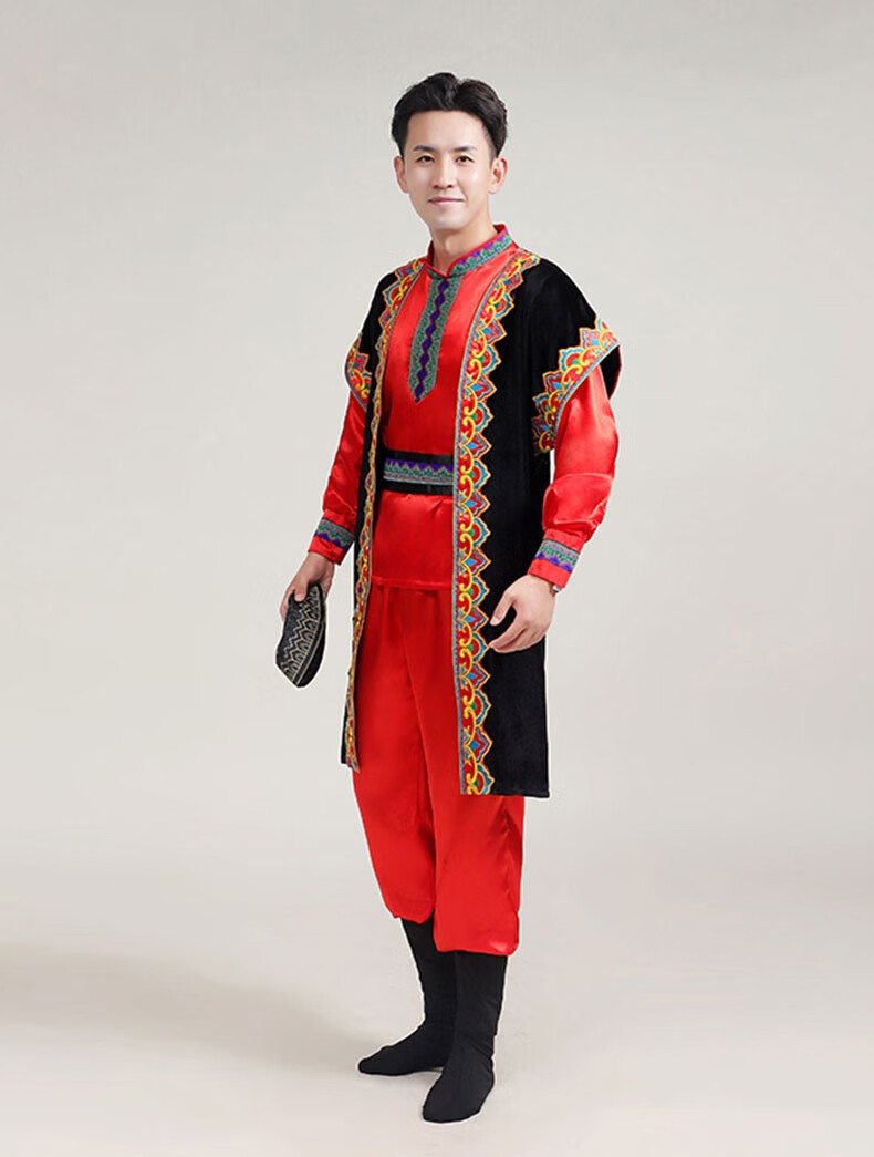 少数民族服装男新疆维吾尔族服饰哈萨克塔塔尔族舞蹈演出服回族服