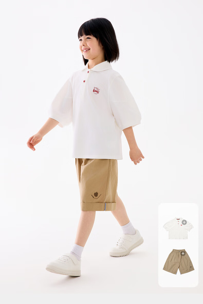 M.Latin Children's Clothing, Kids' T-Shirt, Summer 2025 New Style, Girls' Big Kids Doll Collar Polo Collar Short Sleeve T-Shirt 9