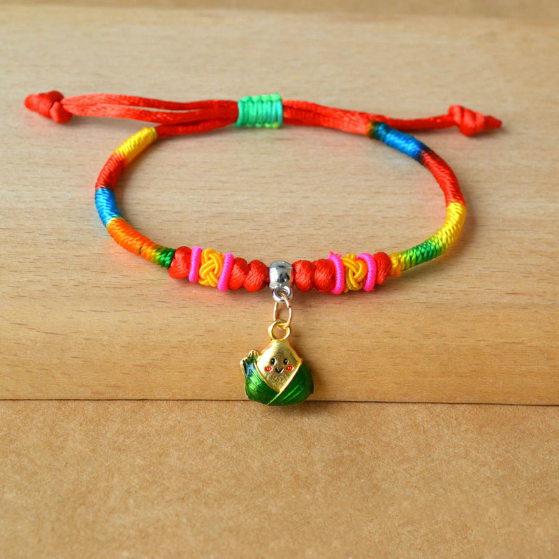 端午节笑脸小粽子五彩绳手链中国风手工编织儿童宝宝手绳礼物10390彩