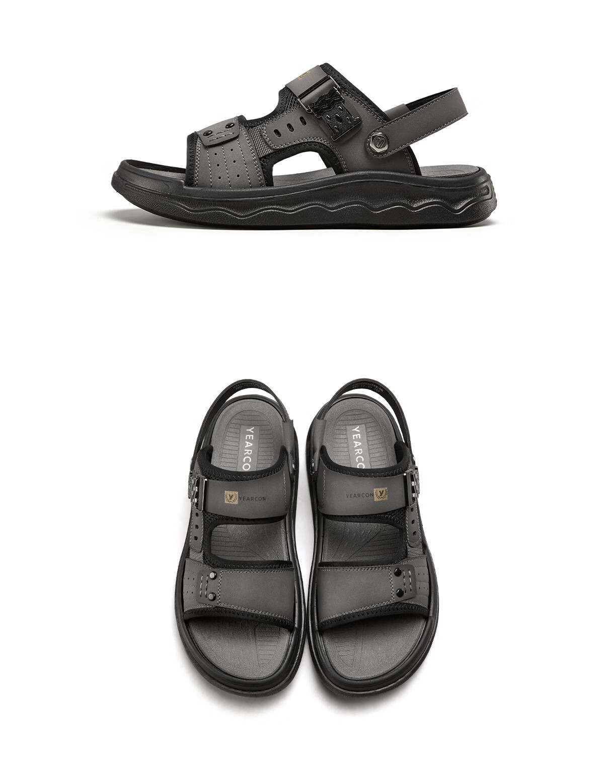 Eierkang Men's Outdoor Casual Dual-Purpose Beach Sandals Lightweight Water-Resistant Sandals 96678W Gray Size 40 18