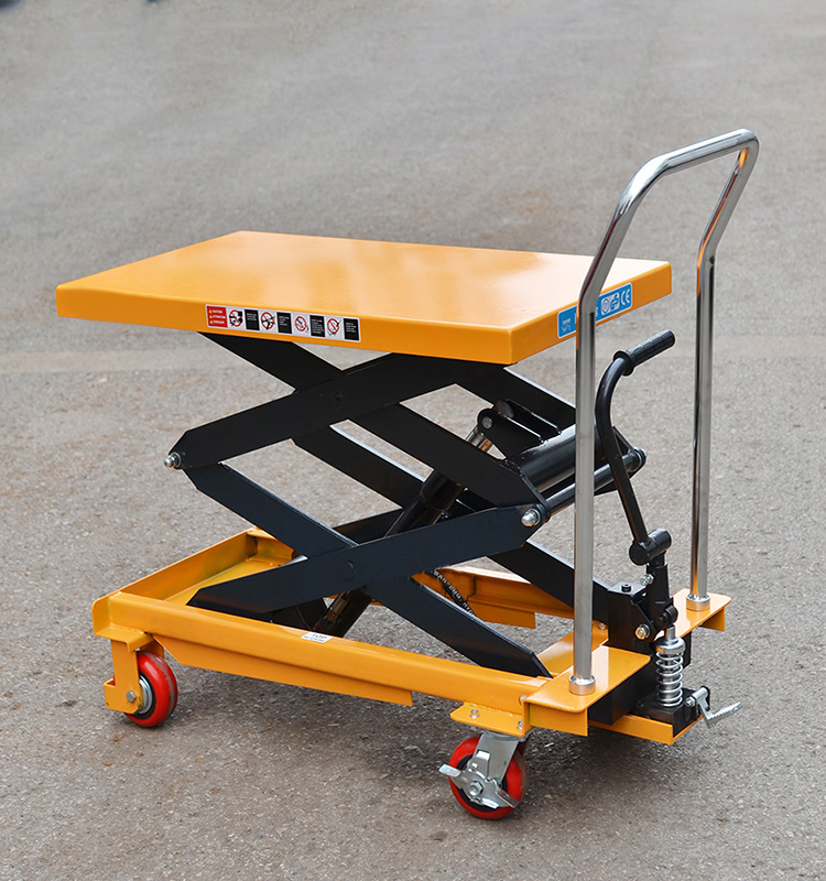 定做手动液压平台车小推车升降工作台脚踩升高平板搬运车 150kg-1.