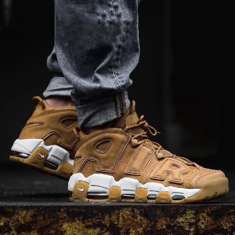 耐克nike air more uptempo 皮蓬大air 男女款休闲运动鞋 黑红公牛