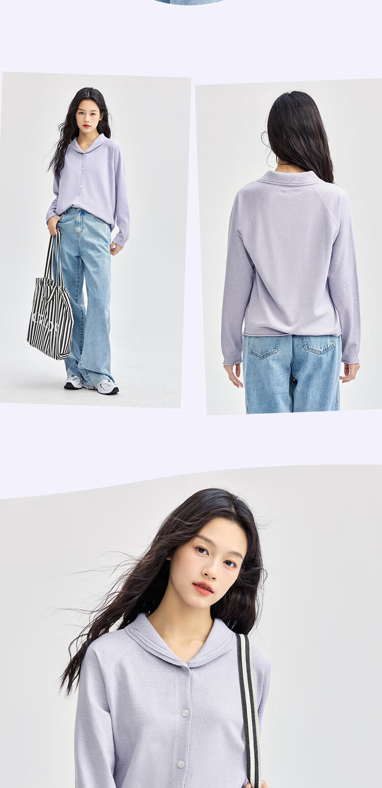 Giordano Ultra-Fine Knit Sweater for Women, Soft Knitted Jacket with Lapel Collar, Roll-Edge And Raglan Sleeves, Cardigan 13354669 12