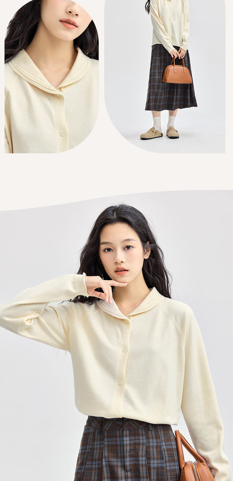 Giordano Ultra-Fine Knit Sweater for Women, Soft Knitted Jacket with Lapel Collar, Roll-Edge And Raglan Sleeves, Cardigan 13354669 9