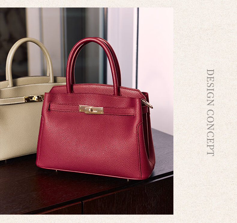 Belle Mother's Day Gift for Women, Gold-Plated "Golden Years" Platinum Bag for Mom, Lychee Pattern Wedding Bag X7257AX5, Racing Red 14