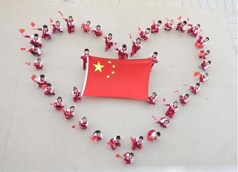 已插杆50个手摇小五星红旗小红旗8号7号中国党旗红旗带杆手摇旗手持手