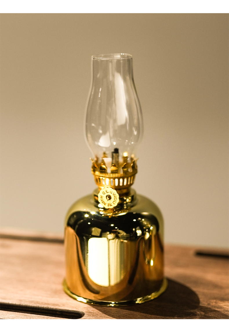 俏蕊 户外国产煤油灯出口德国 老式煤油灯露营燃油灯氛围火手灯 金色