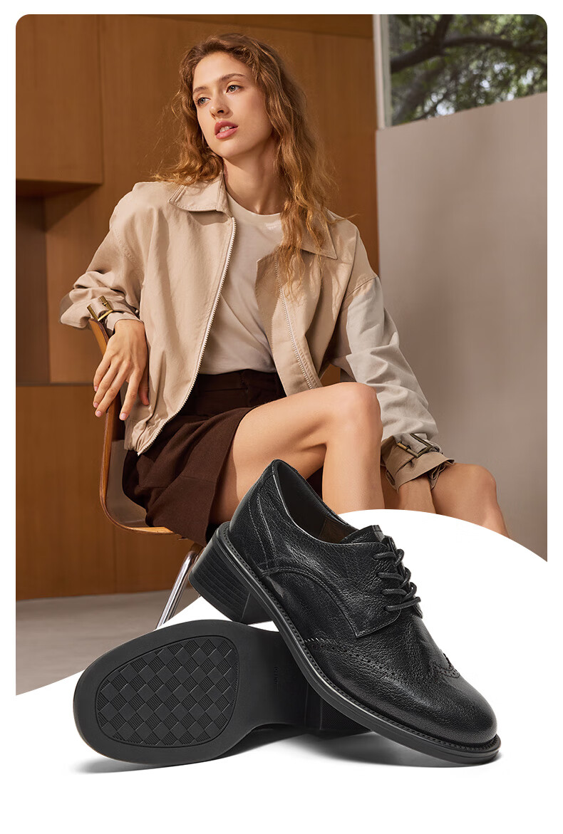 Bata Oxford Shoes for Women, Spring And Autumn New Style British Sheepskin Brogue Leather Shoes 45019CM4 3