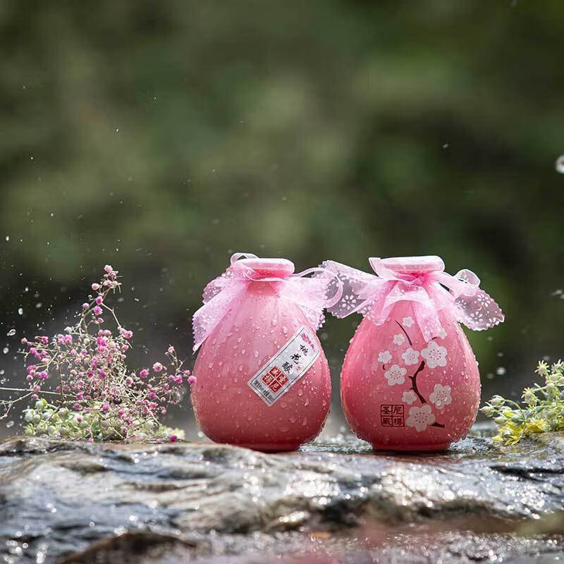 花果酒 500ml 果味酒女士甜酒桃花酒桂花酒青梅酒花瓶酒網紅水果酒