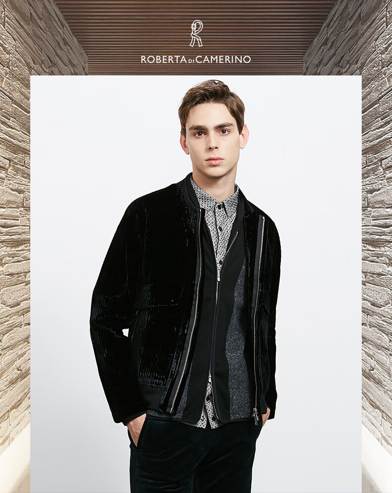 roberta诺贝达男装冬季时尚休闲粘纤防潮夹克男士外套夹克46