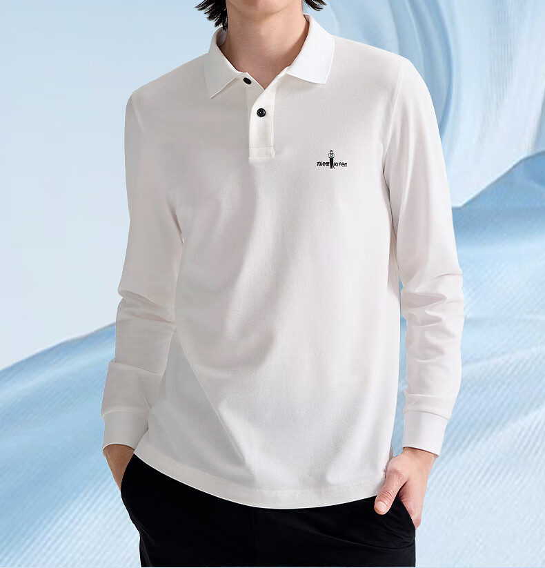 Biyinlefen [Functional Cotton] 2025 Spring New Men's Turn-Down Collar Long-Sleeve Polo Shirt, Lightweight Athletic Casual Skin-Friendly Top 3