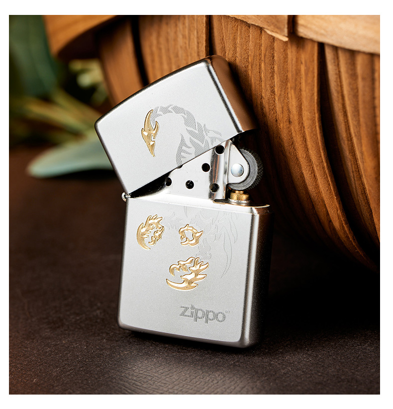 打火机zippo正版205镀铬精雕蝎子送男士男友生日礼物刻字蝎王守护图