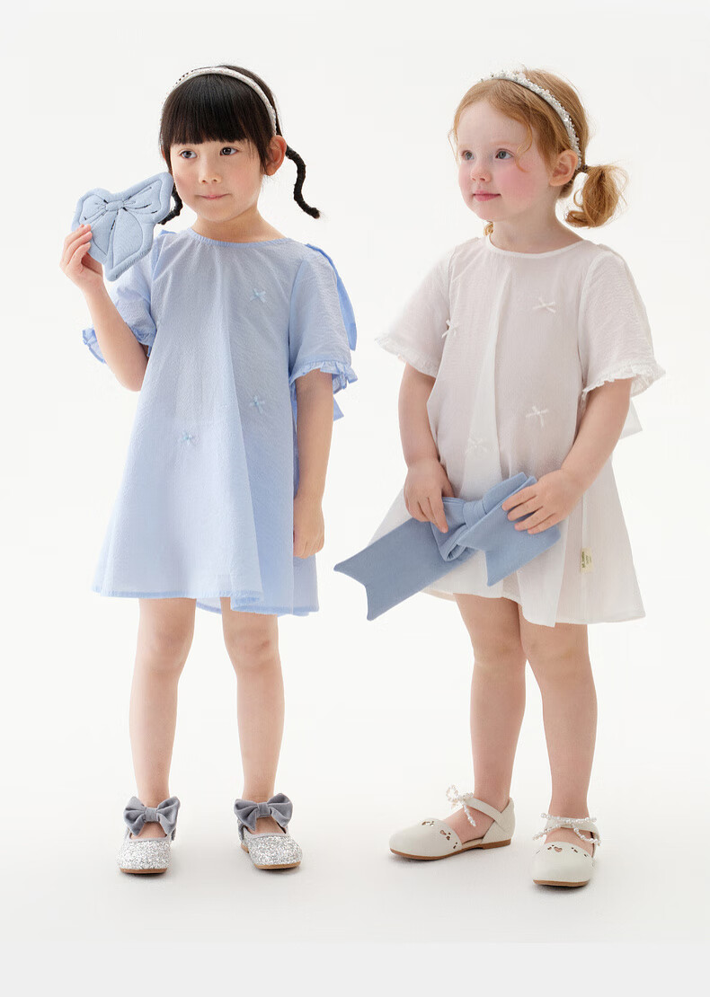 M.Latin Children's Clothing, Girls' Summer Dress, New Style for Summer 2025, Short-Sleeved Dress with Bow Design for Young Girls 2