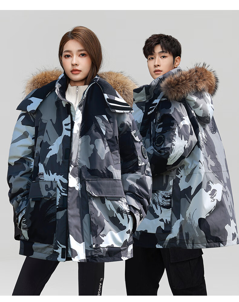 YAYA Unisex Down Jacket Winter Cold-Resistant Hooded Fashion Casual Thick Warm New Year Couple Thick Red Coat 15