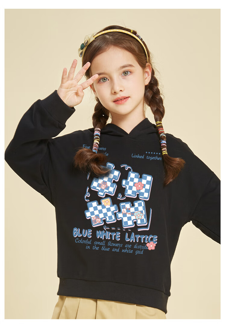 Jeanswest Girls' Sweatshirt, Spring And Autumn Style 2025, Sweet-Style Top for Girls, Children's Hooded Clothing, Casual Autumn Wear for Older Kids 14