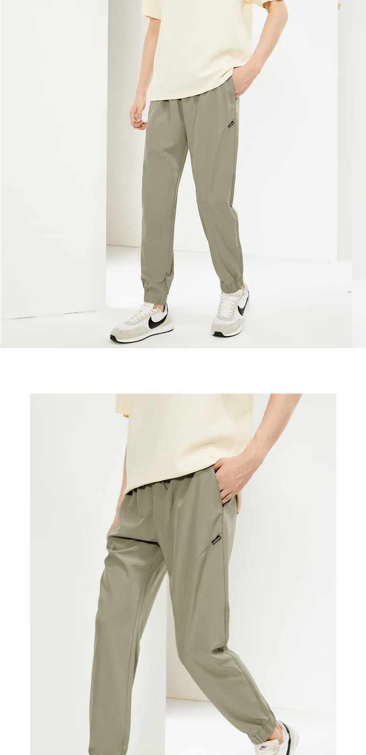Giordano Men's Pants, Bone-Woven Label, Woven Four-Way Stretch, Elastic Waistband, Thin Style, Tapered Leg Pants for Men, 13114322 12