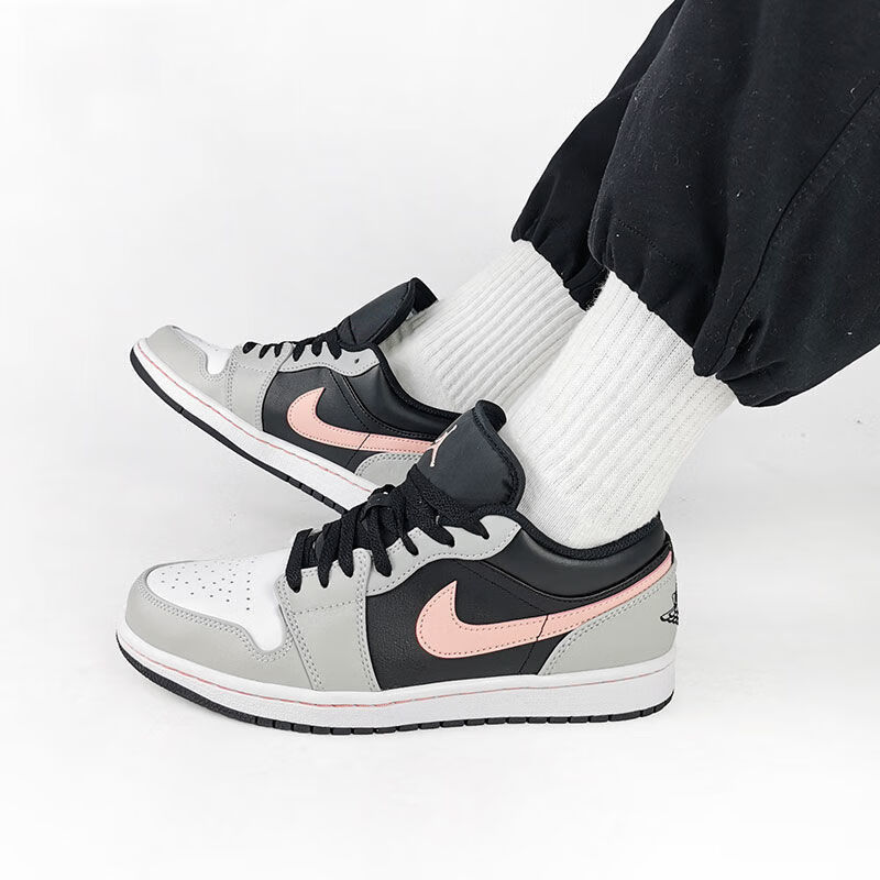 ajairlow白黑粉男女鞋复古低帮篮球鞋情侣休闲板鞋553558-062 白黑粉