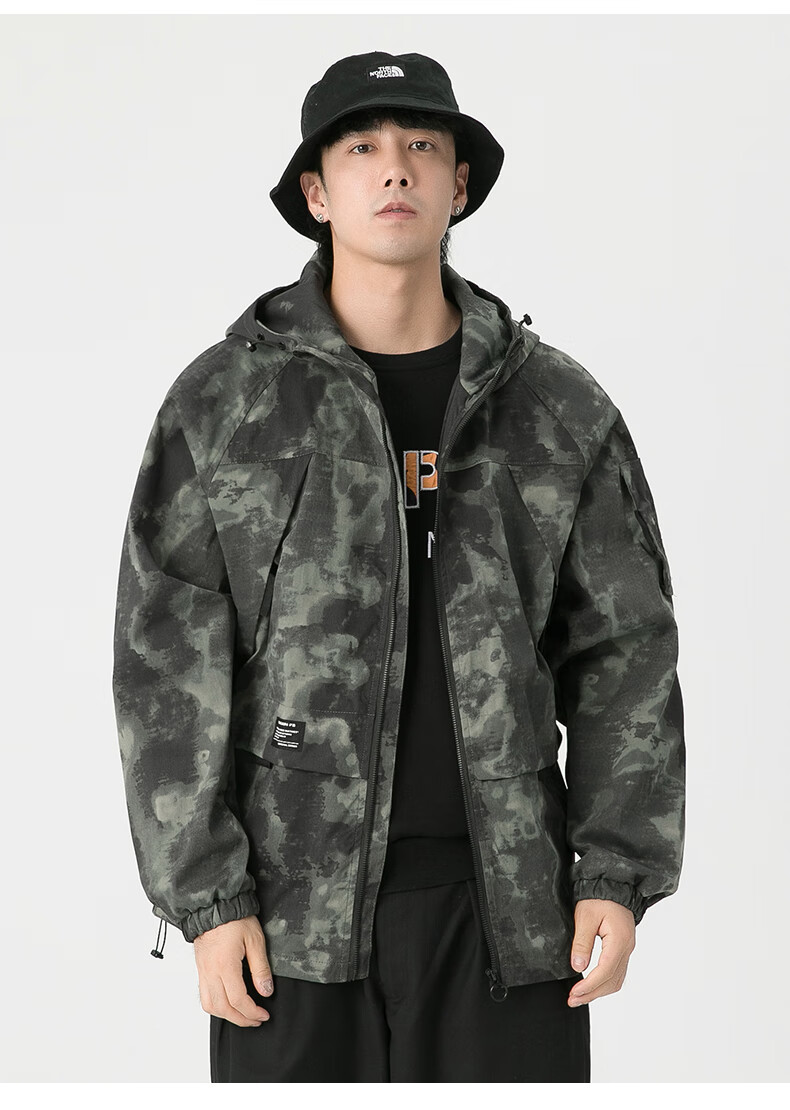 动感北面迷彩衣外套男潮牌秋季百搭帅气春秋款工装 迷彩灰 m 100-125