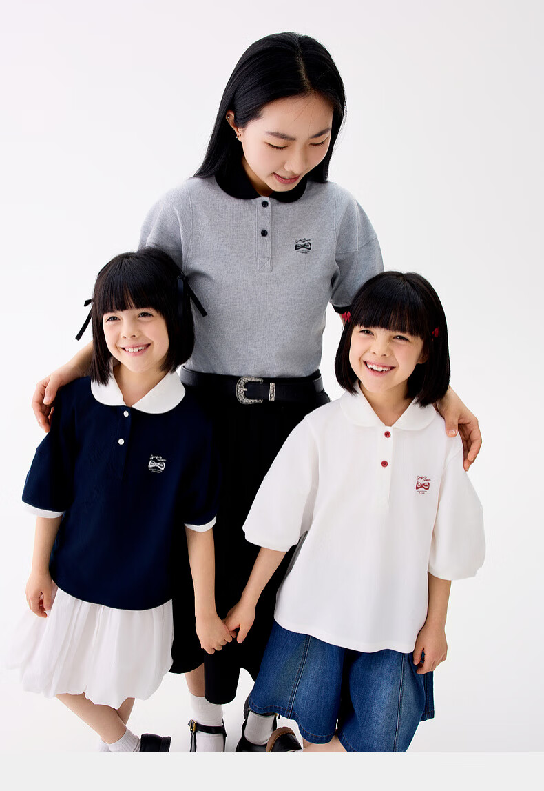 M.Latin Children's Clothing, Kids' T-Shirt, Summer 2025 New Style, Girls' Big Kids Doll Collar Polo Collar Short Sleeve T-Shirt 6