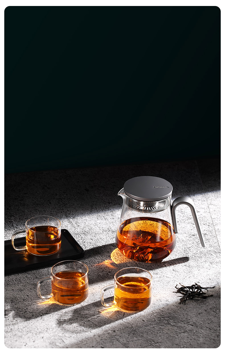 尚明加厚耐热玻璃泡茶壶铝制盖懒人泡茶器茶壶单壶茶水分离过滤花茶壶