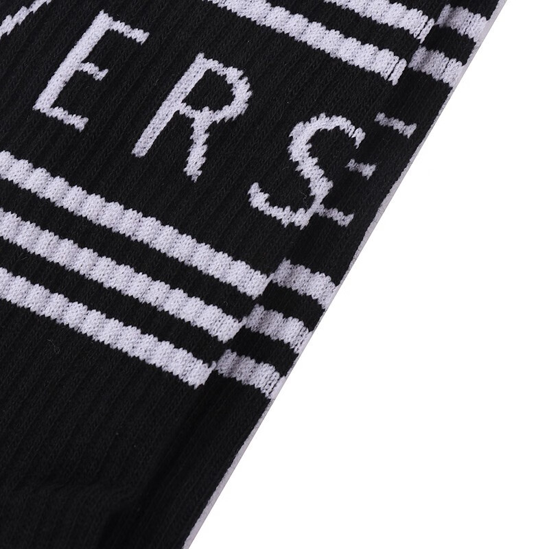 范思哲 versace袜子男士奢侈品袜子黑色混纺logo潮流长筒袜 icz0003ik