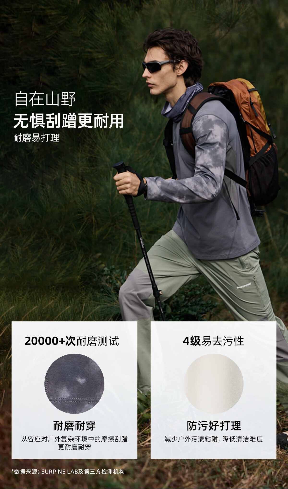 SURPINE Cloud-Walking Series Quick-Dry Sun Protection T-Shirt, Moisture-Wicking Outdoor Hiking Climbing Long Sleeve for Men, Light Mist Blue, M 5