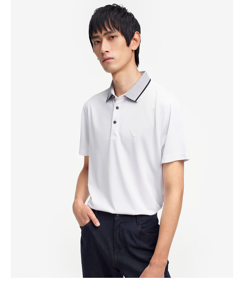 K-Boxing K-Boxing Spring And Summer Business Contrasting Color Lapel Casual Short-Sleeve Polo Shirt BTBE2382, Frost Green, 2XL 11