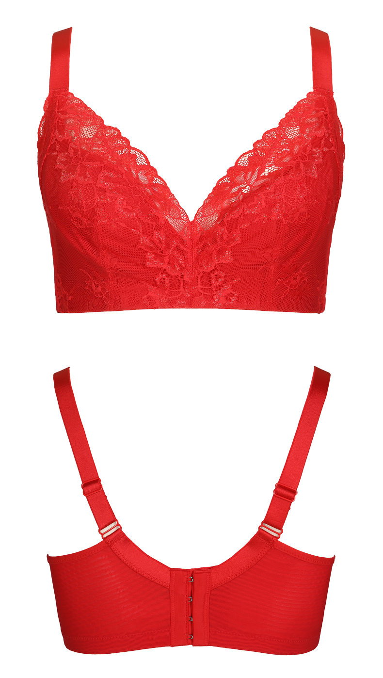 古今 性感蕾丝全罩杯本命年薄v型聚拢侧收上托文胸罩内衣女 0i1133