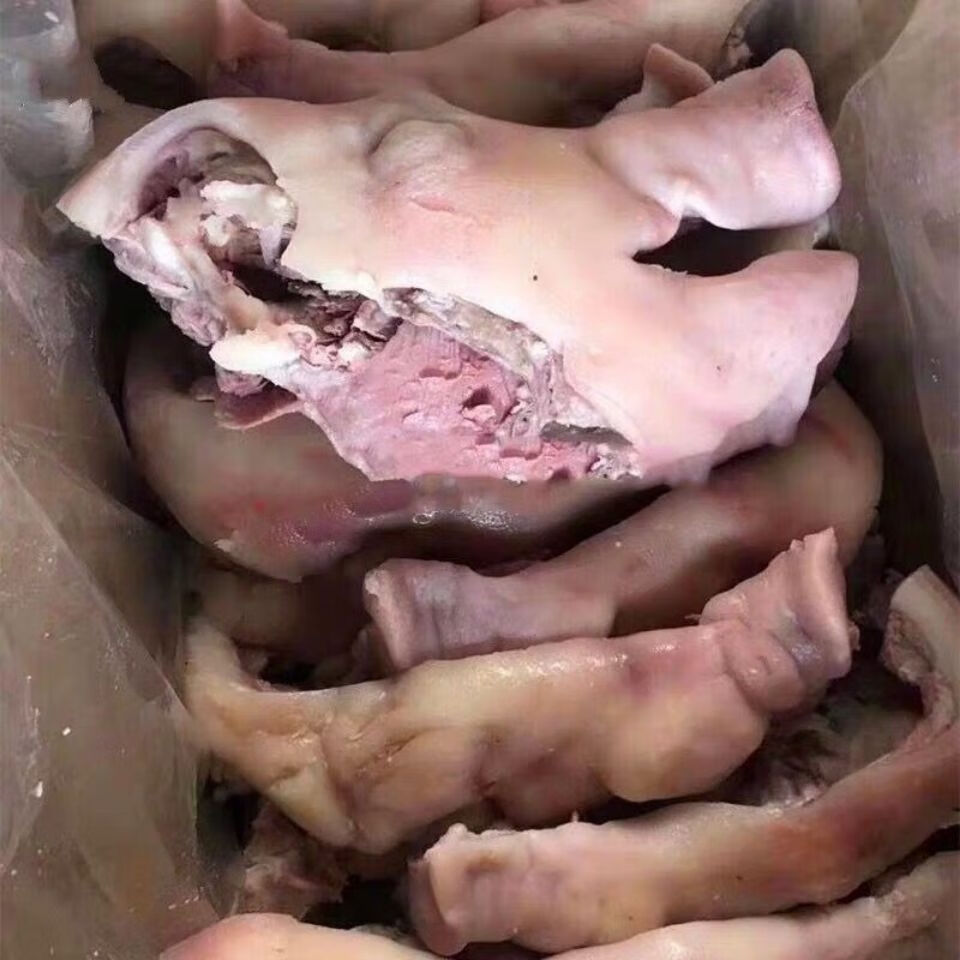 生鲜冷冻猪头肉冷冻半成品猪头肉冷冻去骨猪头净重15斤整箱华海春江西