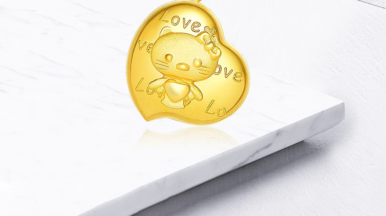 周百福足金硬金吊坠3d硬金黄金转运珠婴儿宝宝送女友项链生日礼物猫