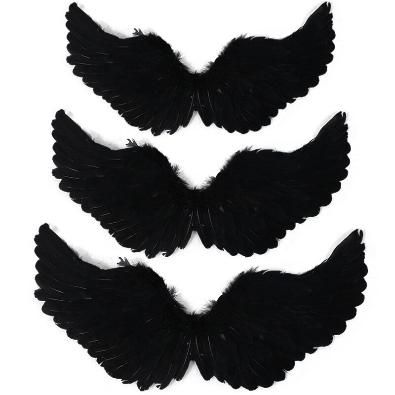 万圣节服装儿童小恶魔翅膀背饰道具天使精灵cos羽毛装扮黑色魔鬼披风