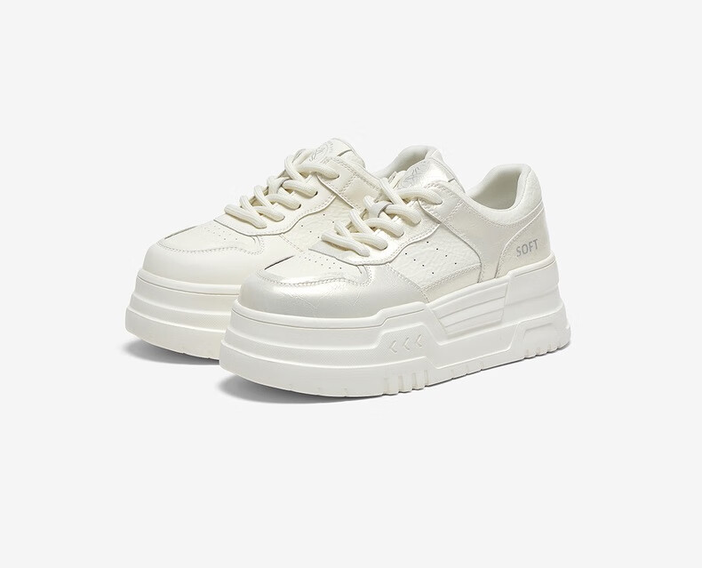 Basto 25 Spring Fashion Simple Street Sports White Thick-soled Women's Casual Shoes D7703AM5 Off-white Size 35 3