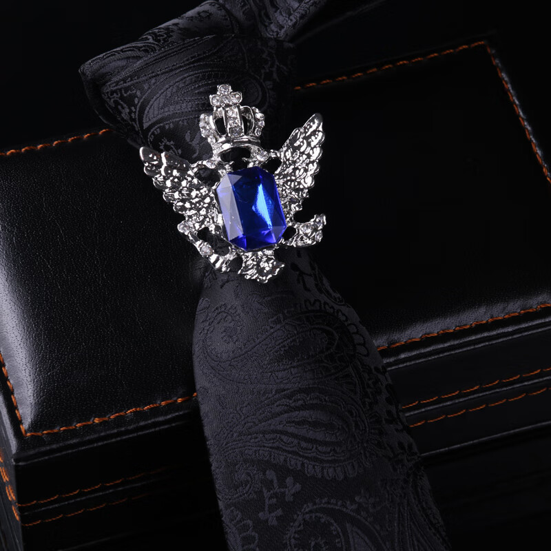 原创英皇爵迹水钻领环夹领带箍复古骑士领带箍男士商务衬衫领带扣