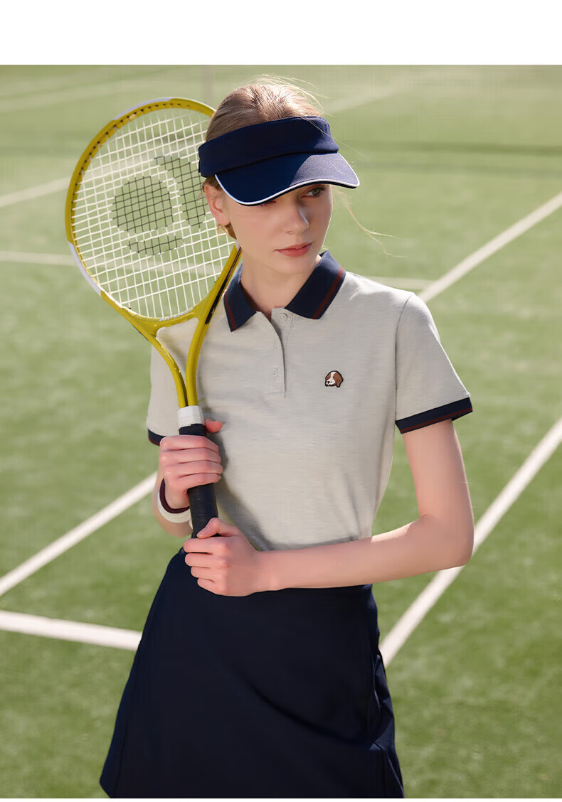 HAZZYS Women's Summer 2025 Color-Block Short Sleeve Polo Shirt ASTSE0CBX06 Navy Blue NV L (165/88A40) 7
