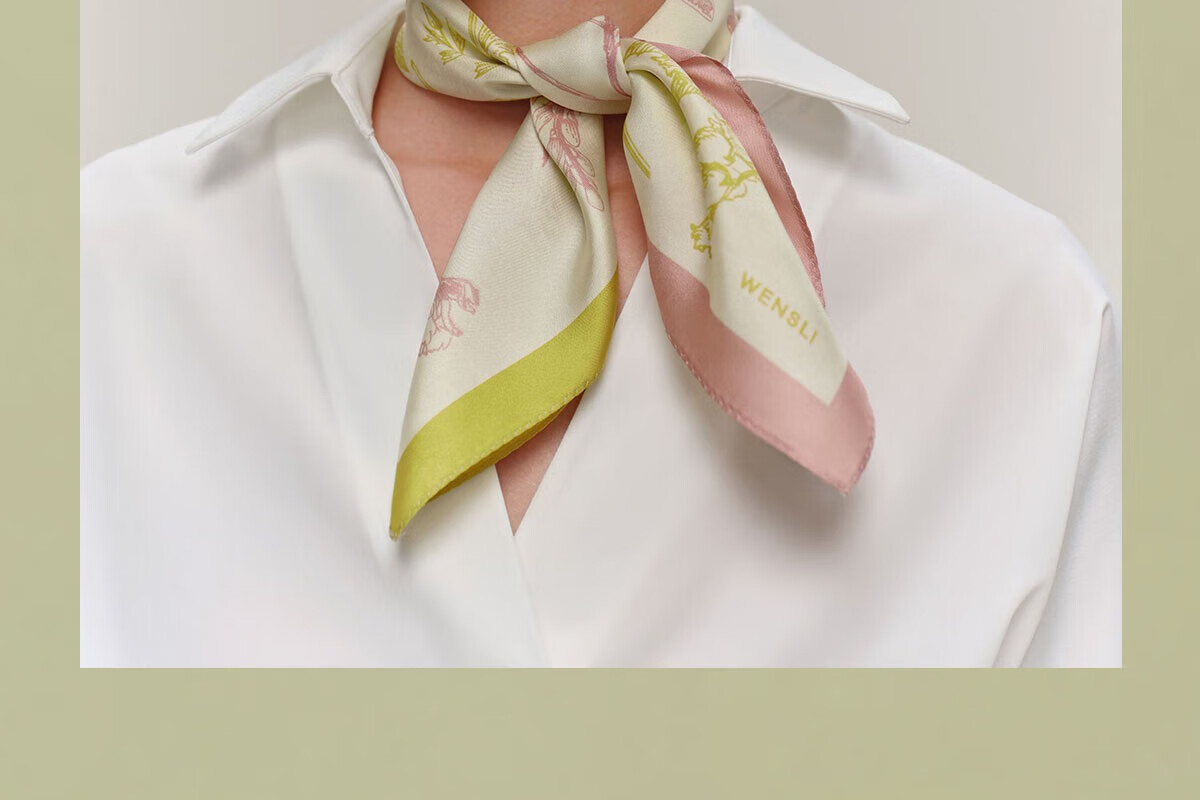 Wanshili New Mulberry Silk Scarf for Women New Year Gift for Mom Printed Small Square Scarf - Qilixiang Orange 17