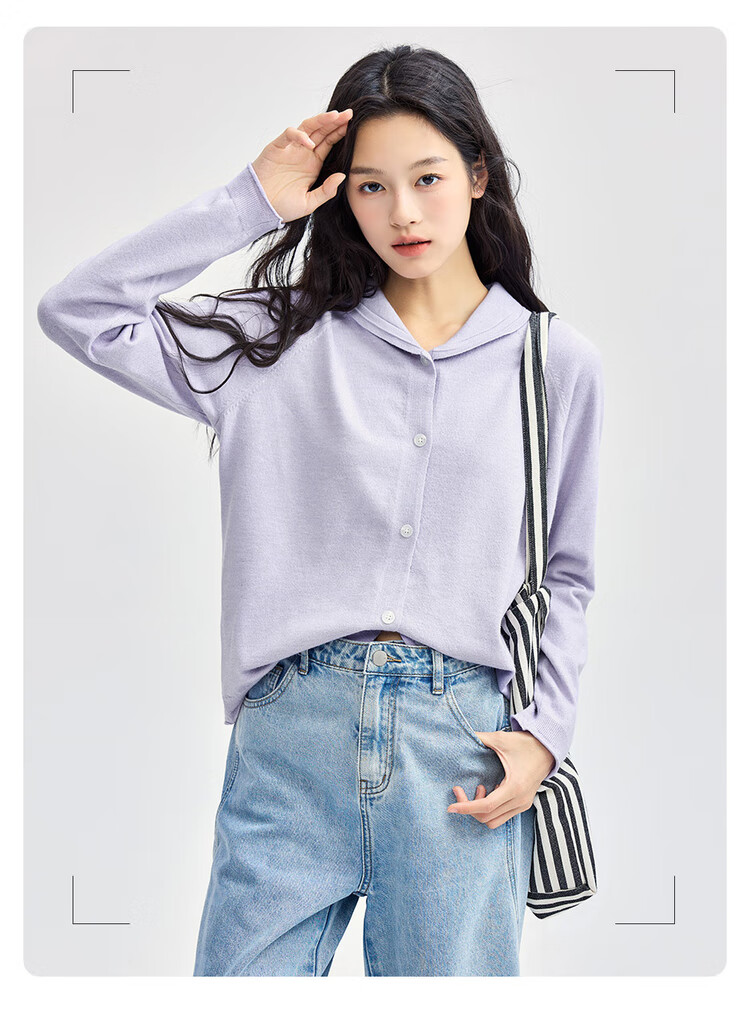 Giordano Ultra-Fine Knit Sweater for Women, Soft Knitted Jacket with Lapel Collar, Roll-Edge And Raglan Sleeves, Cardigan 13354669 5