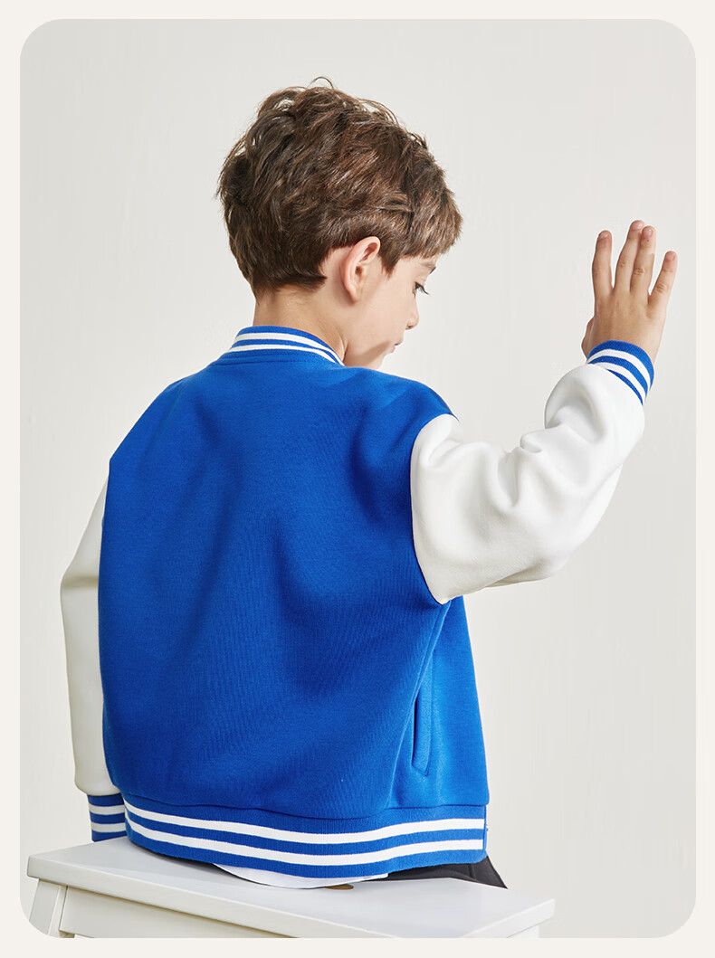 Jeanswest Boys' Spring Collection 2025, Children's Outerwear for Spring And Autumn, Baseball Jacket for Older Kids, Color-Block Splicing Design, Loose-Fitting Sportswear for Boys 11