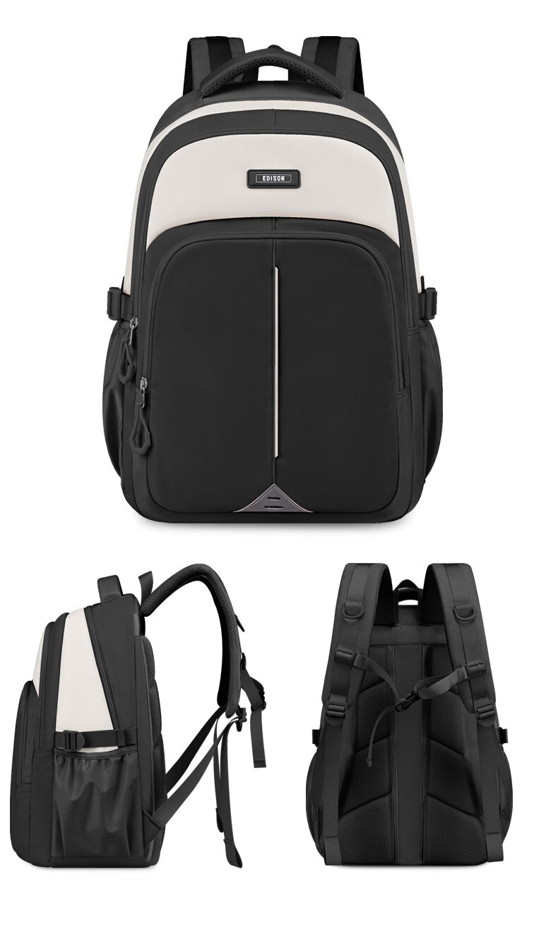 Edison Inventor Backpack for Middle And High School Students, Grades 3-6, Large Capacity Lightweight Double Shoulder Bag for Boys And Girls, Model 2533-2, Black 18