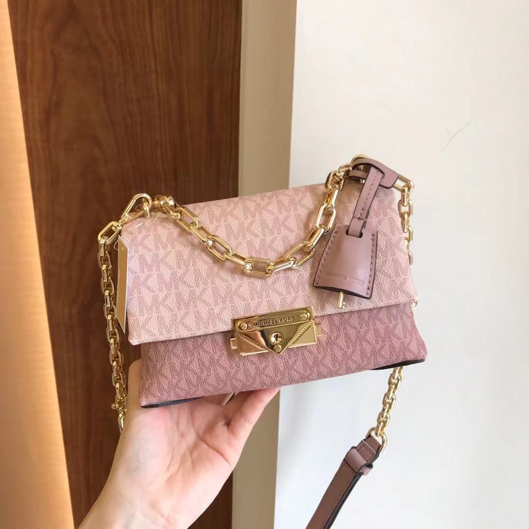 小号中号印花包包手提单肩斜挎包信封包链条小方包 小号香草棕【图片