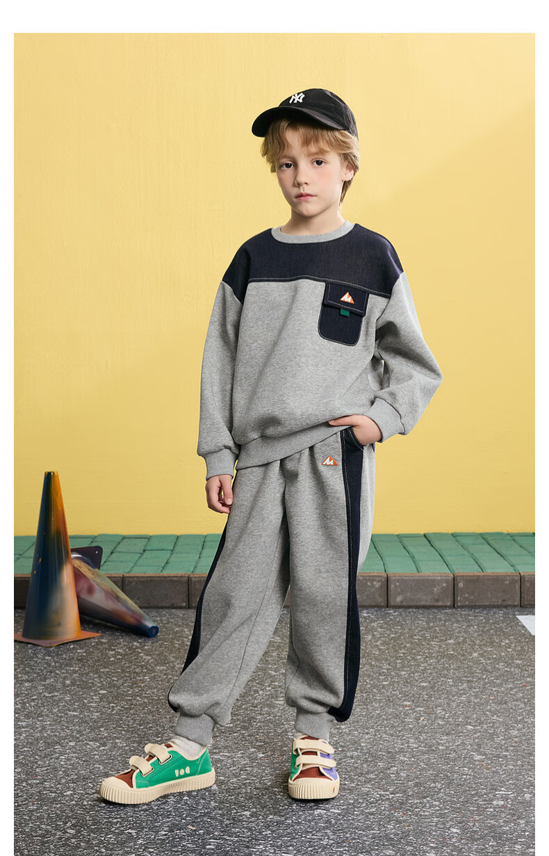 MQD Boys' Autumn New Arrival, Preppy Style Sports Casual Simple Outfit, Semi-Turtleneck Sweatshirt, Light Heather Gray, Size 110 6